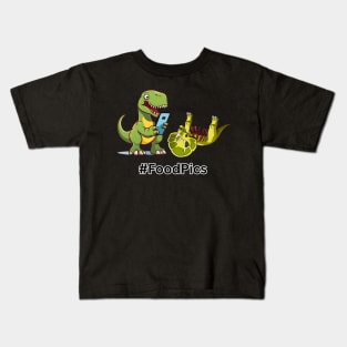 Funny Dinosaur Cartoon T-Rex Selfie Kids T-Shirt